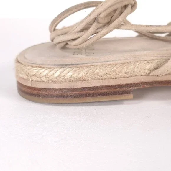 Stuart Weitzman Flats Noodles Beach Suede Embellished Lace Up Slide Size 9